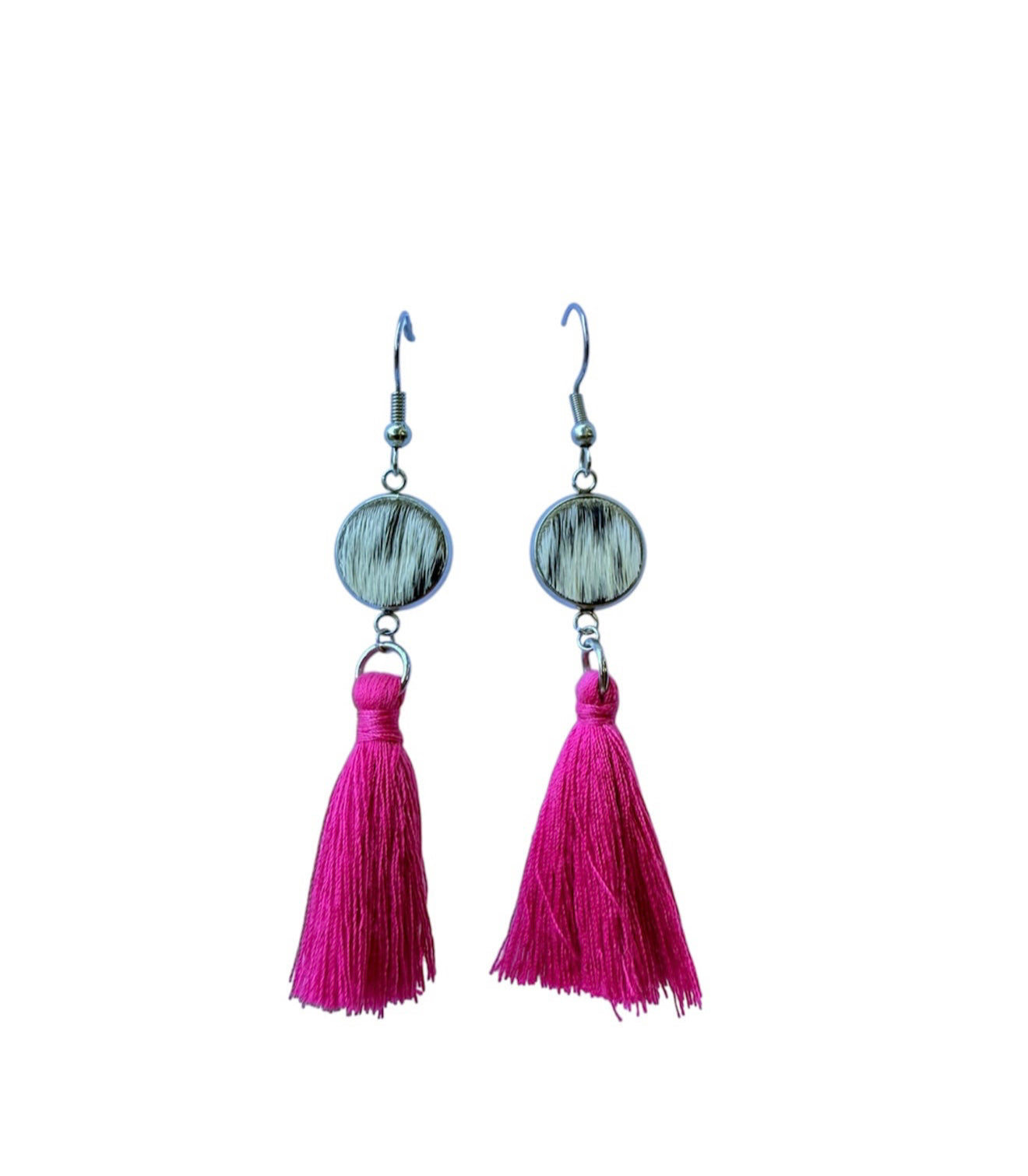 J7034F - Tassel Hide Fishhook Earrings