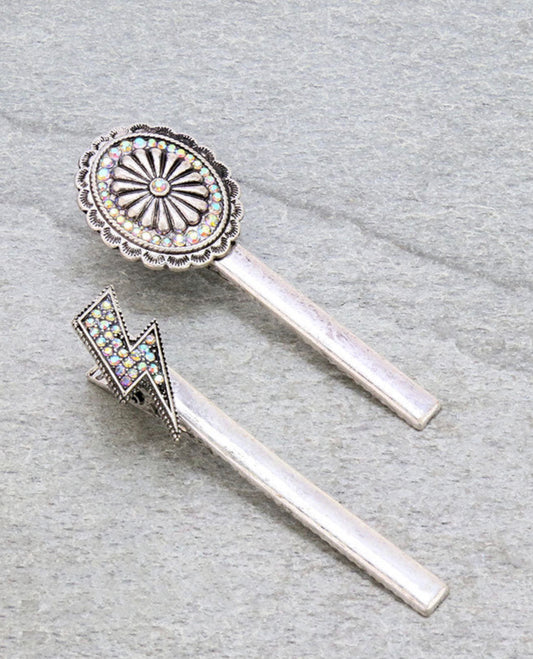 J6613 - 3″ Western Concho & Lightning Hair Pin