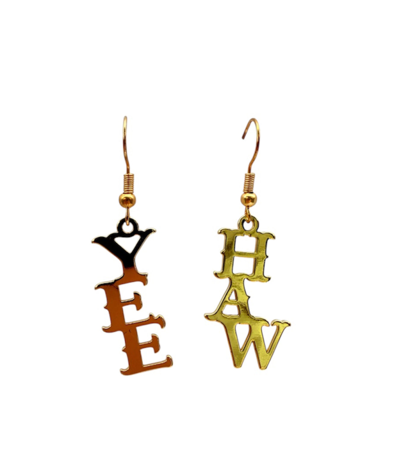J7040 - Gold Colour Dangle Earrings Highly Reflective