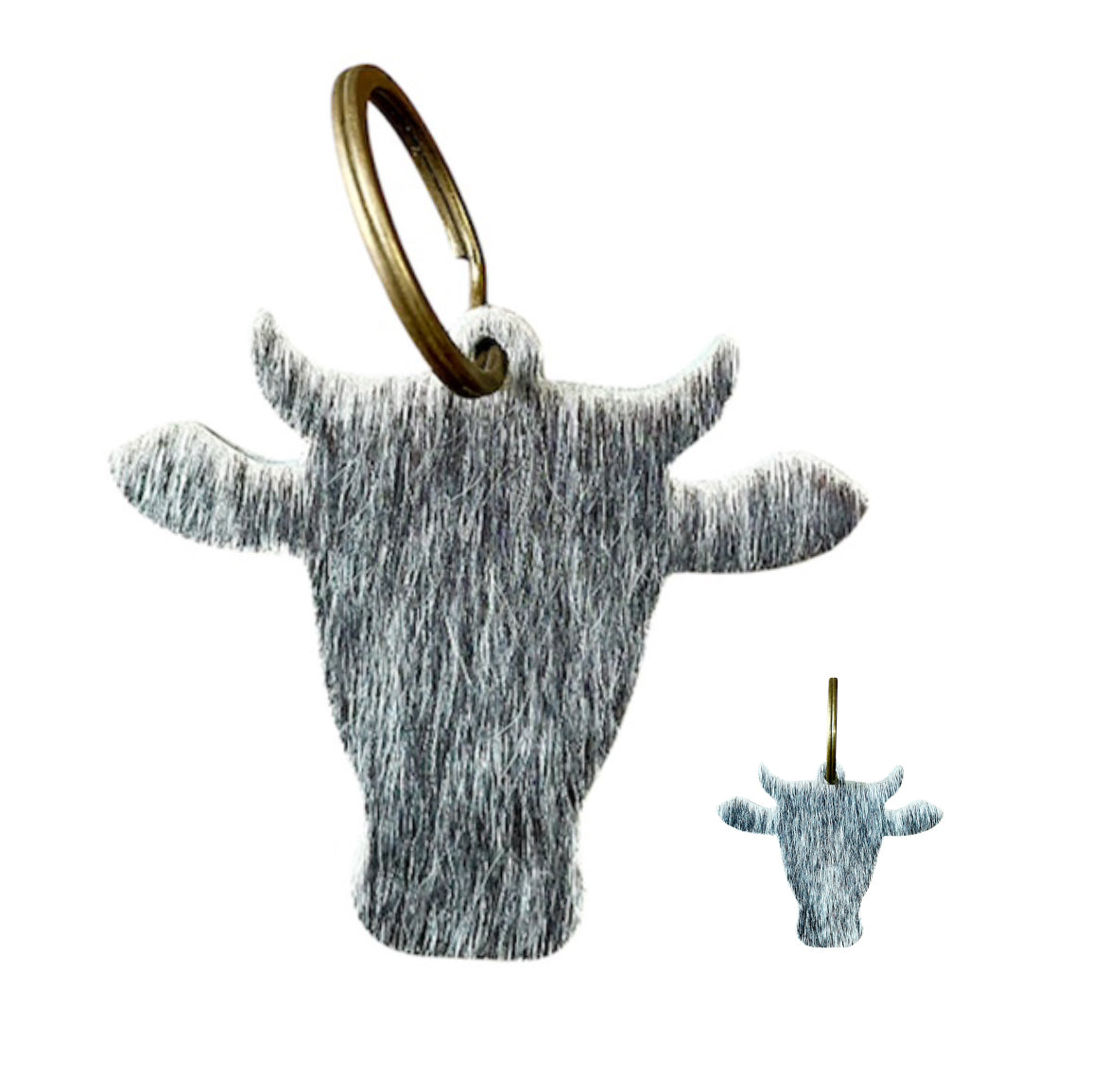 A8768 - Double Sided 100% Hair On Hide Leather Cow Keychain