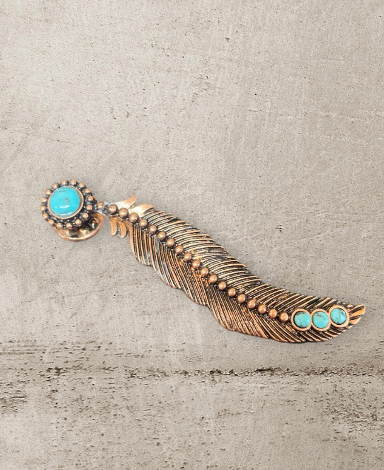 J6699B - Brass Feather Stone Hat Pin
