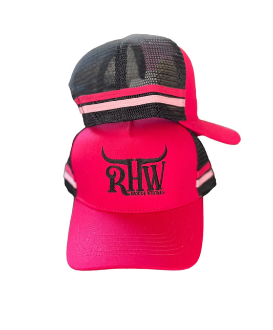 P4167 - RHW Pink & Black Country Trucker Cap