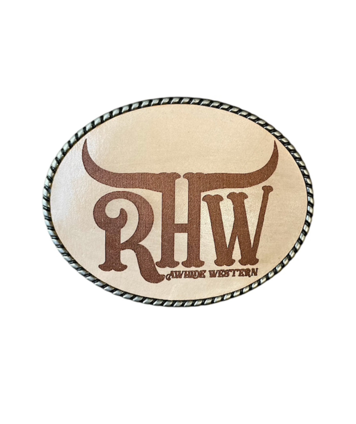 P4205 - Silver Antique Colour Leather insert Western Belt Buckle