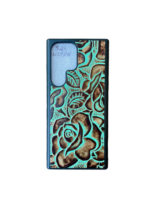 A8707 - Samsung S23 Ultra Tooled Leather w Rubber Case