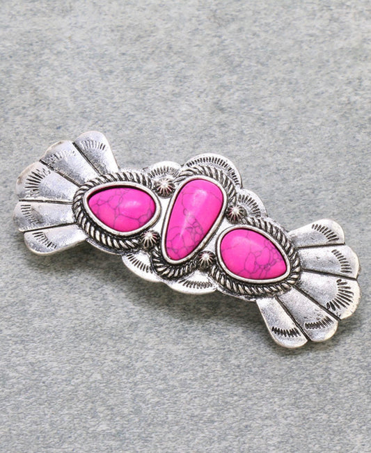 J6639 - Western Stone Hair Clip Barrette