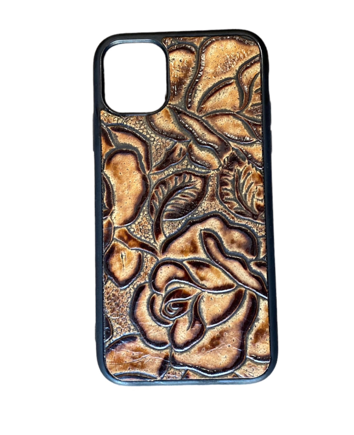 A8570 - IPhone 11 Tooled Leather w Rubber Case
