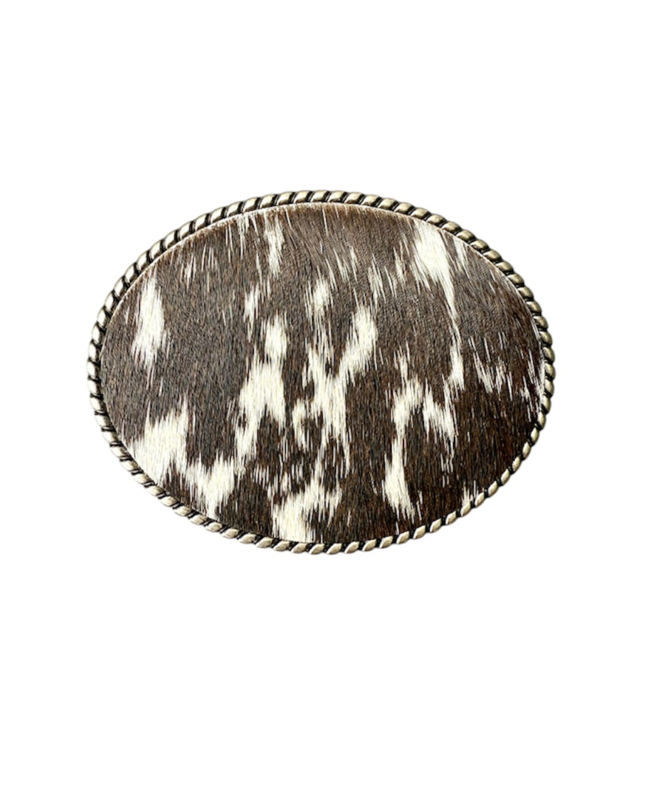 A8874 - Silver Antique Colour Western Buckle w Real Cowhide insert