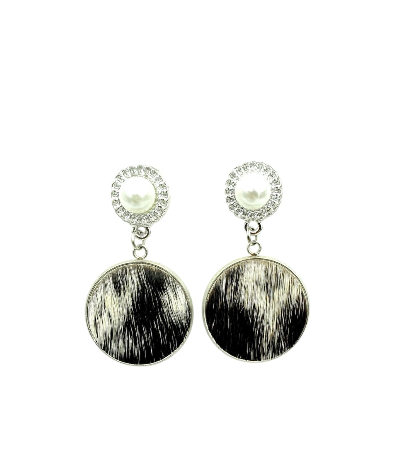 J6986C - 100% Hair on Hide Stud Dangle Earrings
