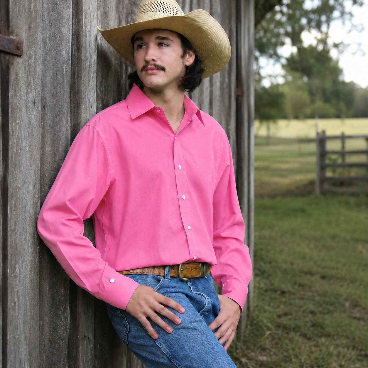 M3049 - Mens Rawhide Osen Pink Western Arena Shirt