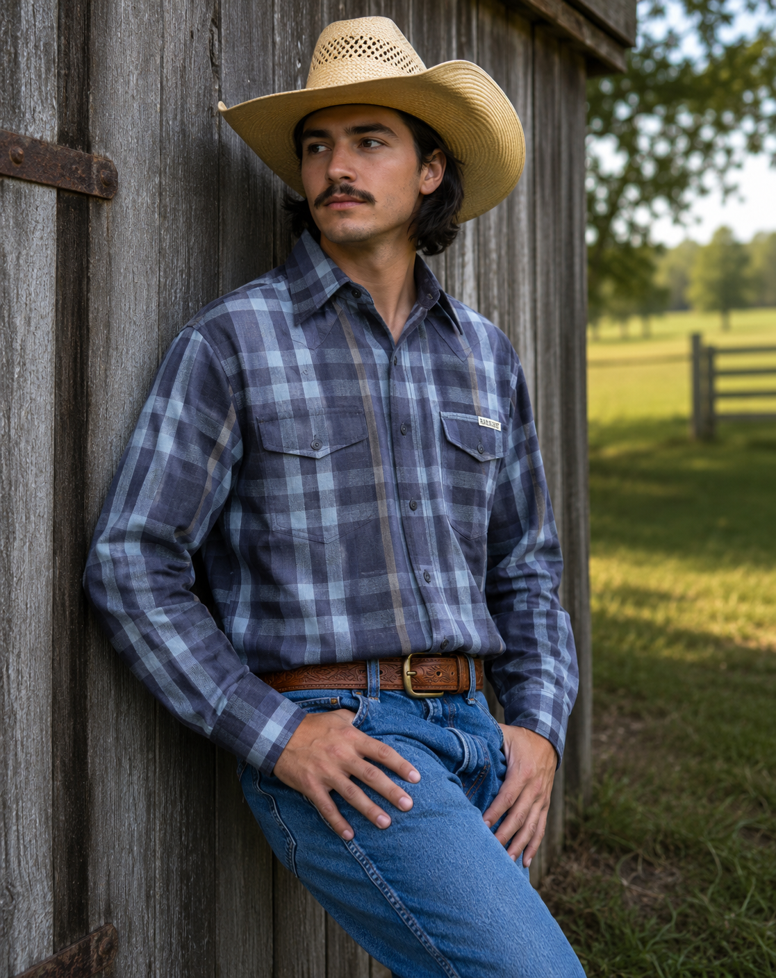 M3044 - Check Rawhide Western Mens Arena Shirt