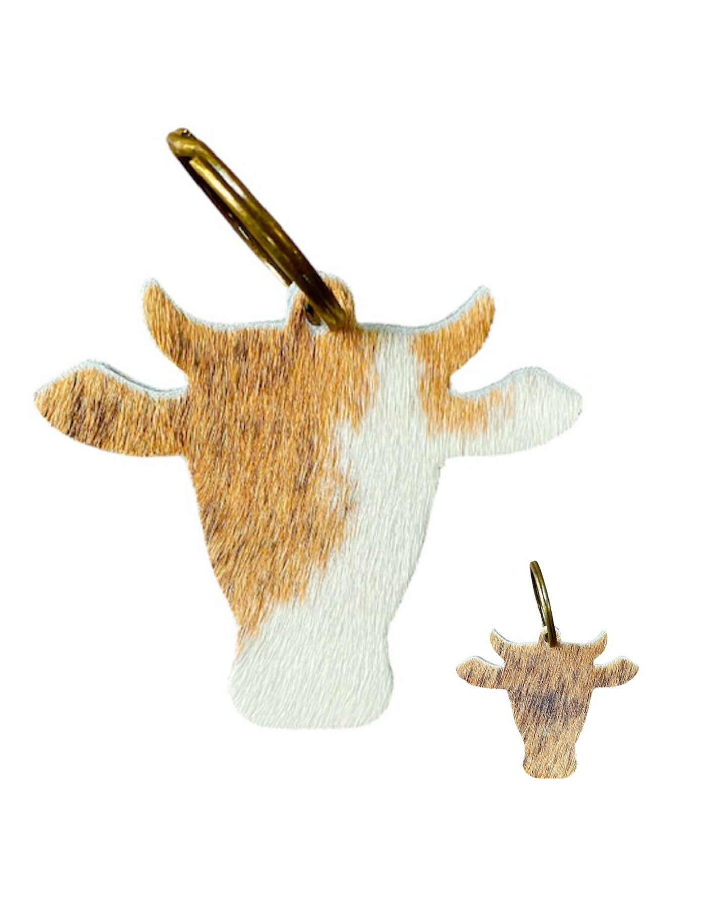 A8734 - Double Sided 100% Hair On Hide Leather Cow Keychain