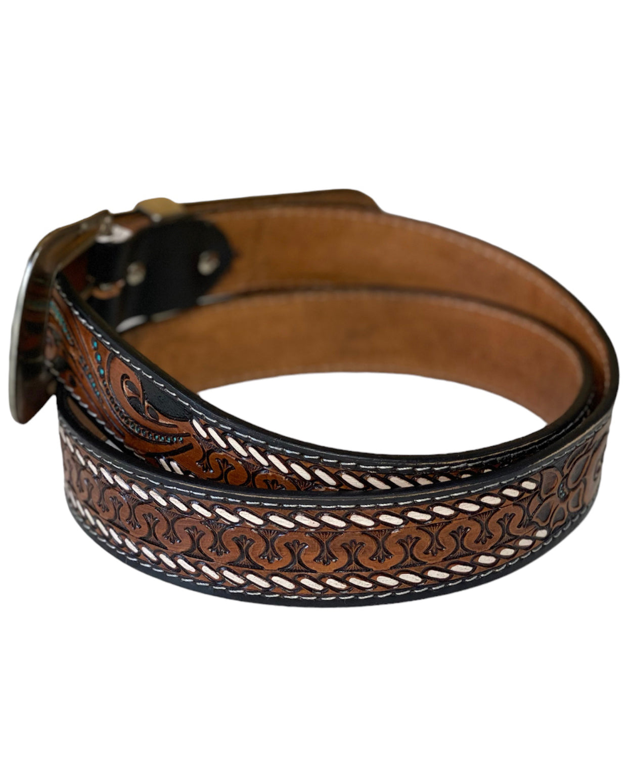 A8464 - Floral Hand Carved Western Belt
