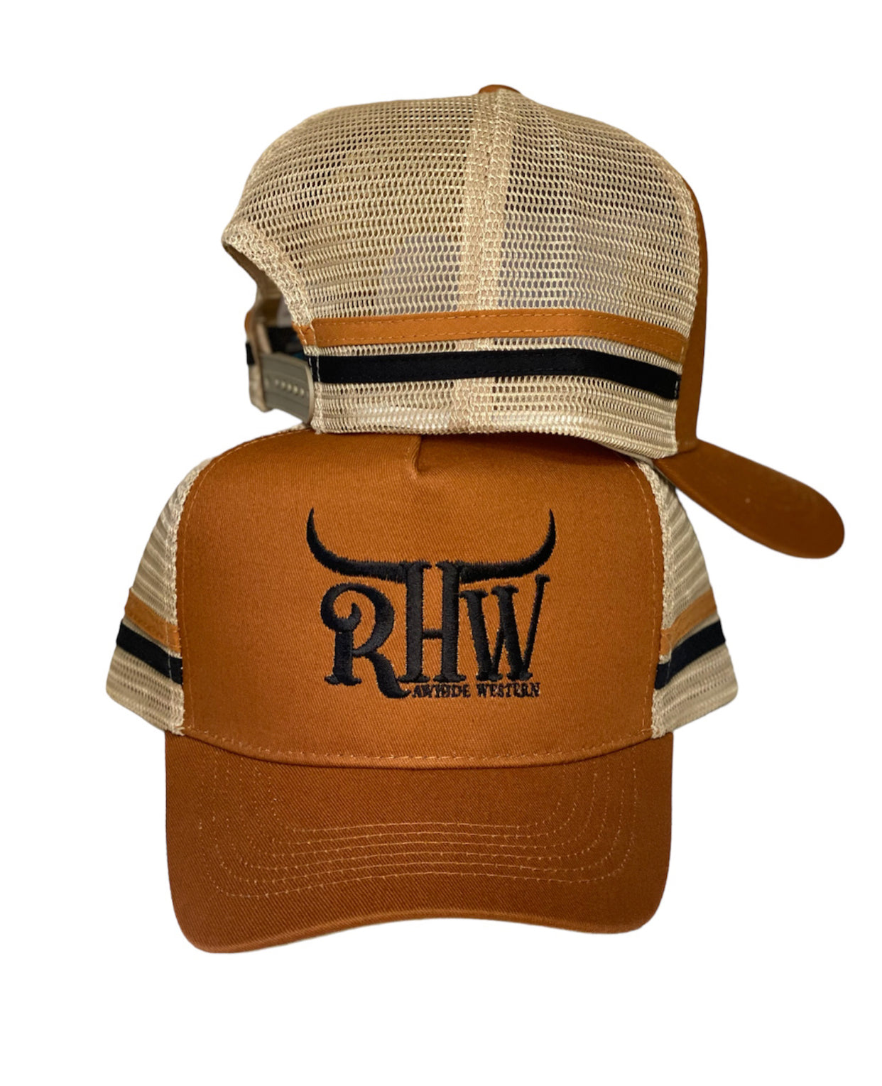 P4135 - RHW Rust & Latte Western Trucker Cap