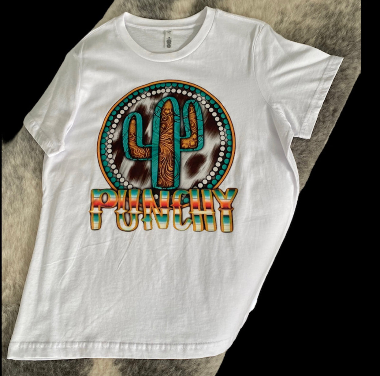 A8455 - Punchy Round Neck Graphic T-Shirt