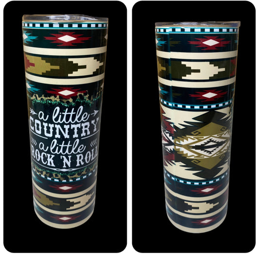 A8408 - A little country A little ROCK N ROLL Tumbler 600ml Stainless Steel Insulated Tumbler