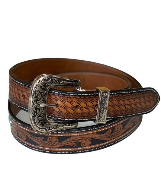 A8463 - Kava Leather Hand Carved Western Belt