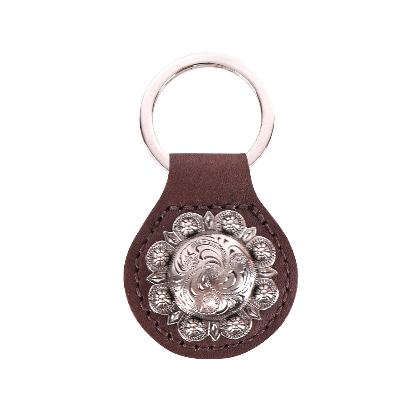 RYS277 - Montana West Real Leather Berry Concho Key Fob/Key Chain 1Pcs