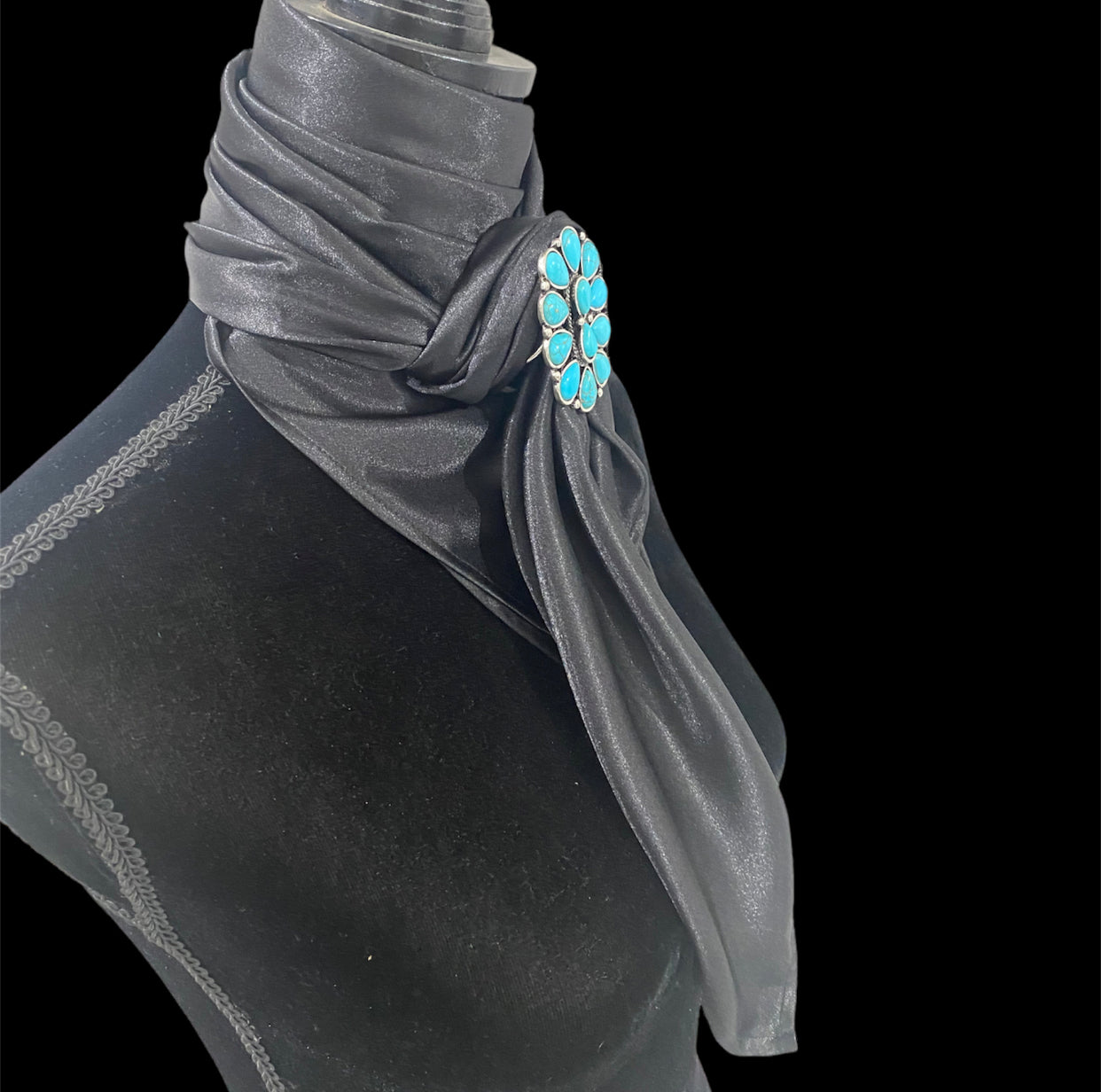 A8014 - SILK Black Rawhide Wild Rag Cowboy Scarf