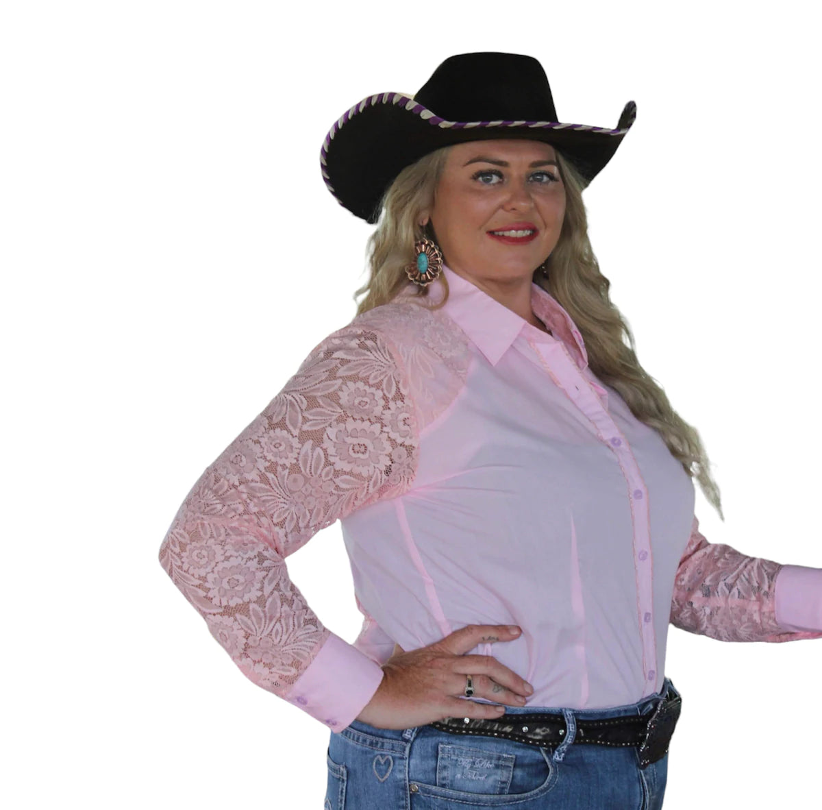 L1328 - AIRLEA Ladies 1/2 Lace Western Shirt - Rawhide Western Wear