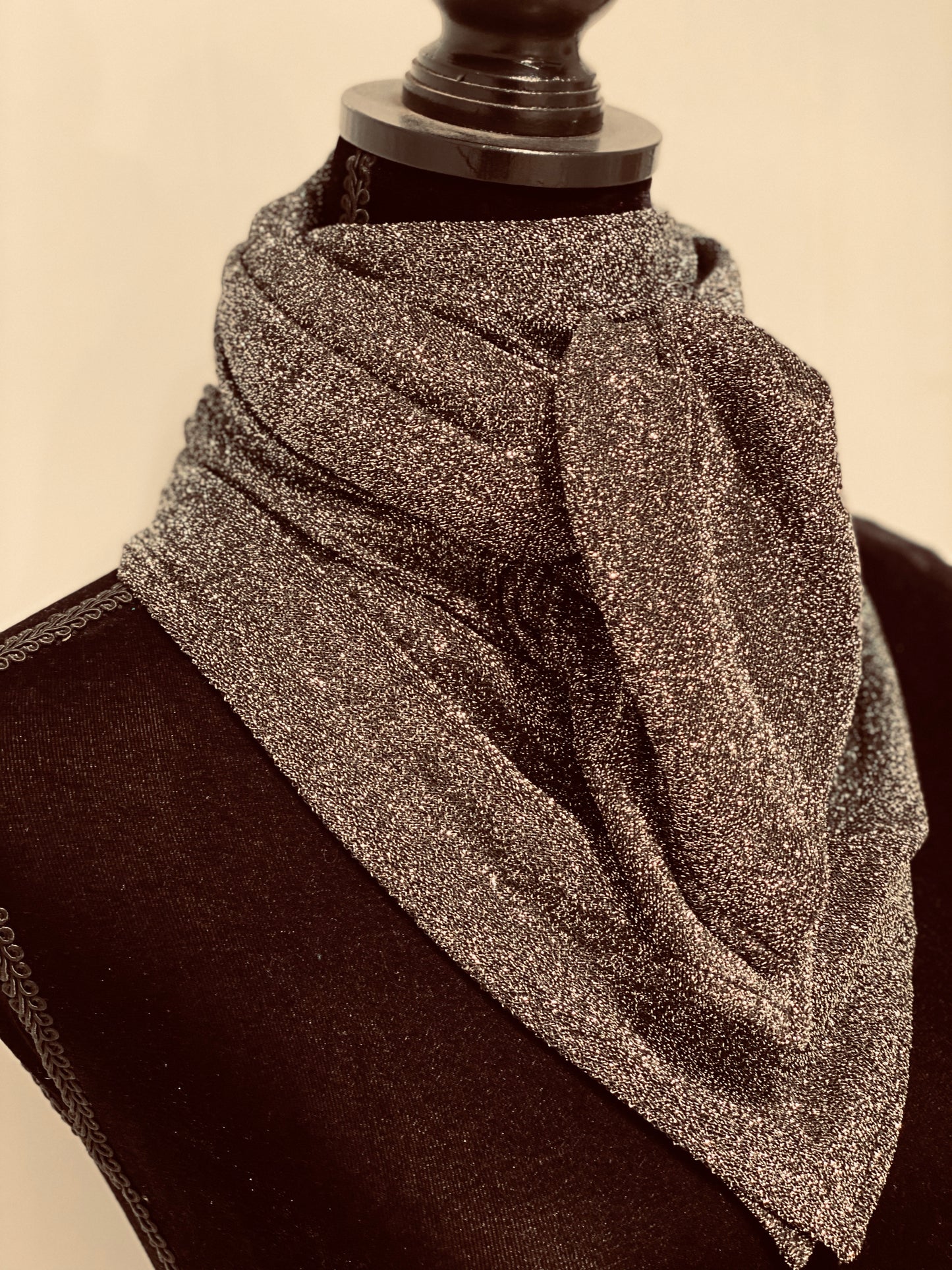 A7319 - Gunmetal Grey Sparkle Rawhide Scarf - Rawhide Western Wear