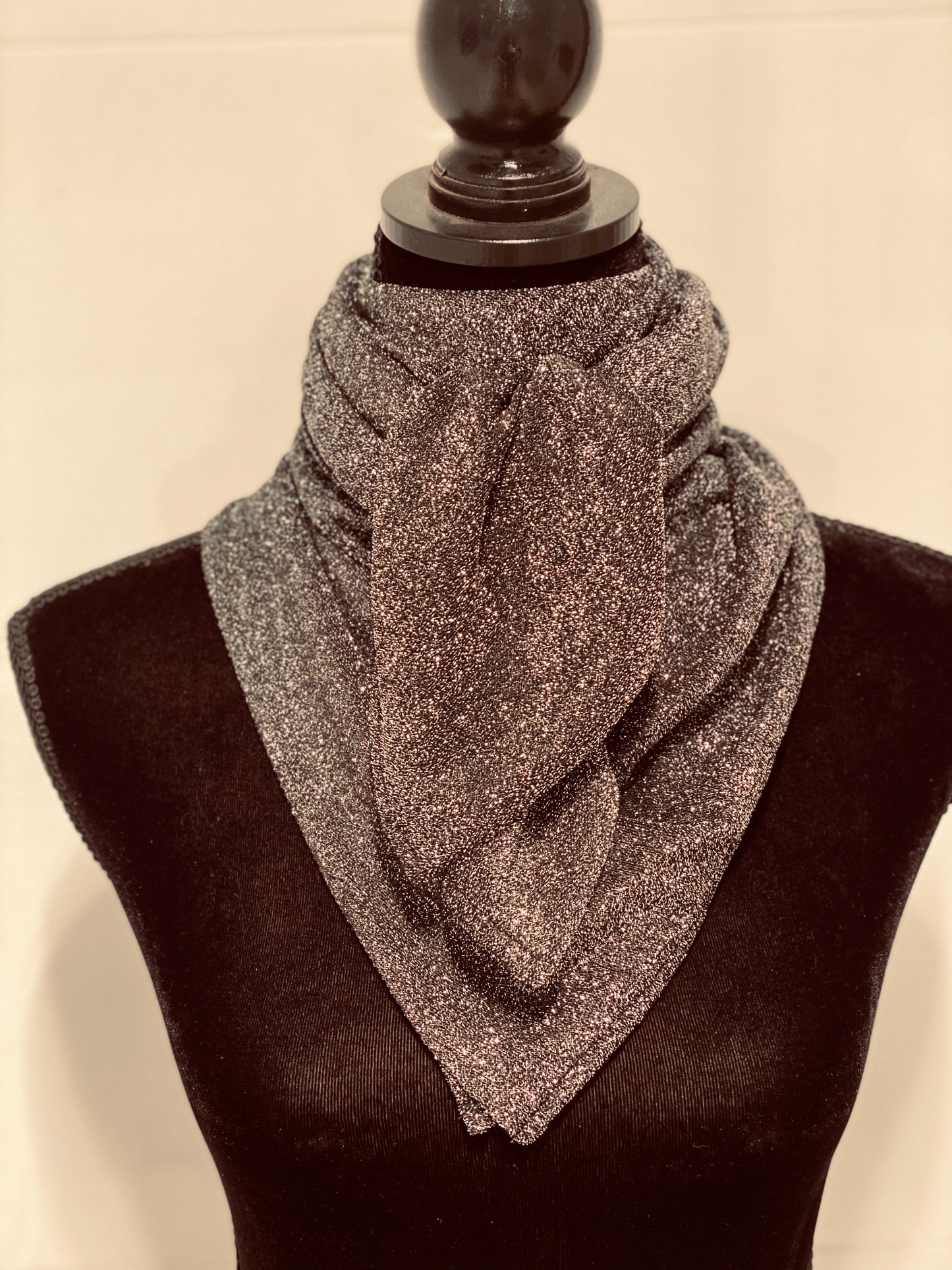 A7319 - Gunmetal Grey Sparkle Rawhide Scarf - Rawhide Western Wear