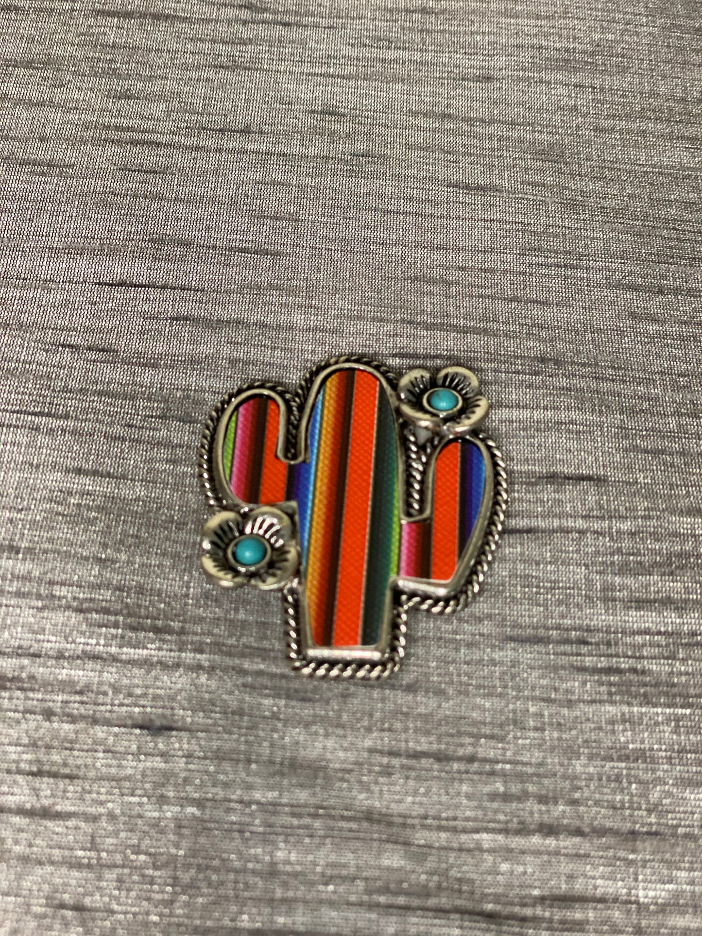 SA0090 - Western Serape Cactus Phone Grip Adhesive Charm