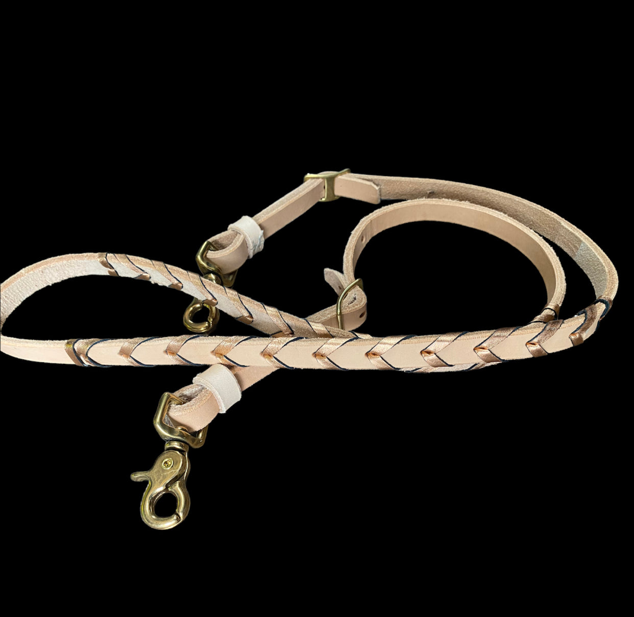 T5020MRG - Metallic Rose Gold Aust Made Laced Barrel Reins - Rawhide Western Wear