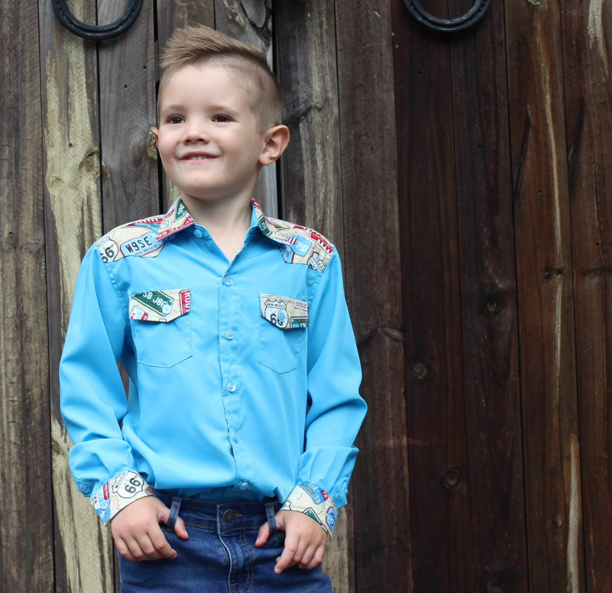 K2047B - Aden Kids Western Shirt