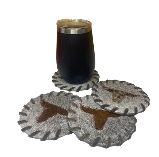 A8390- Steer 100% Hide & Leather Coasters Assorted Colours