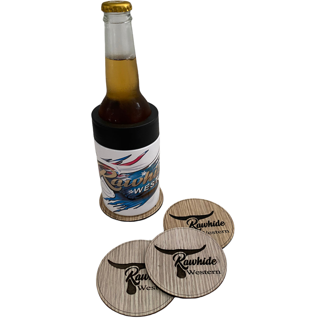 P4072a - Rawhide Drink Coaster - Dark Brand