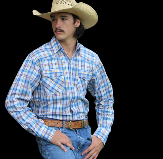 M3036 - Barney Rawhide Western Mens Check Arena Shirt