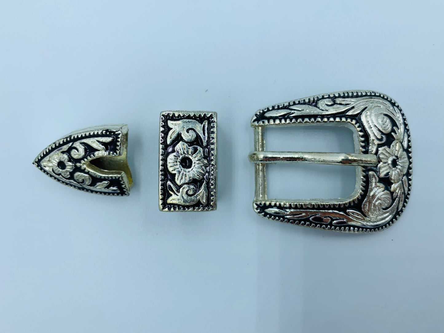 A7245 - Sliver Floral Buckle Set - Rawhide Western Wear