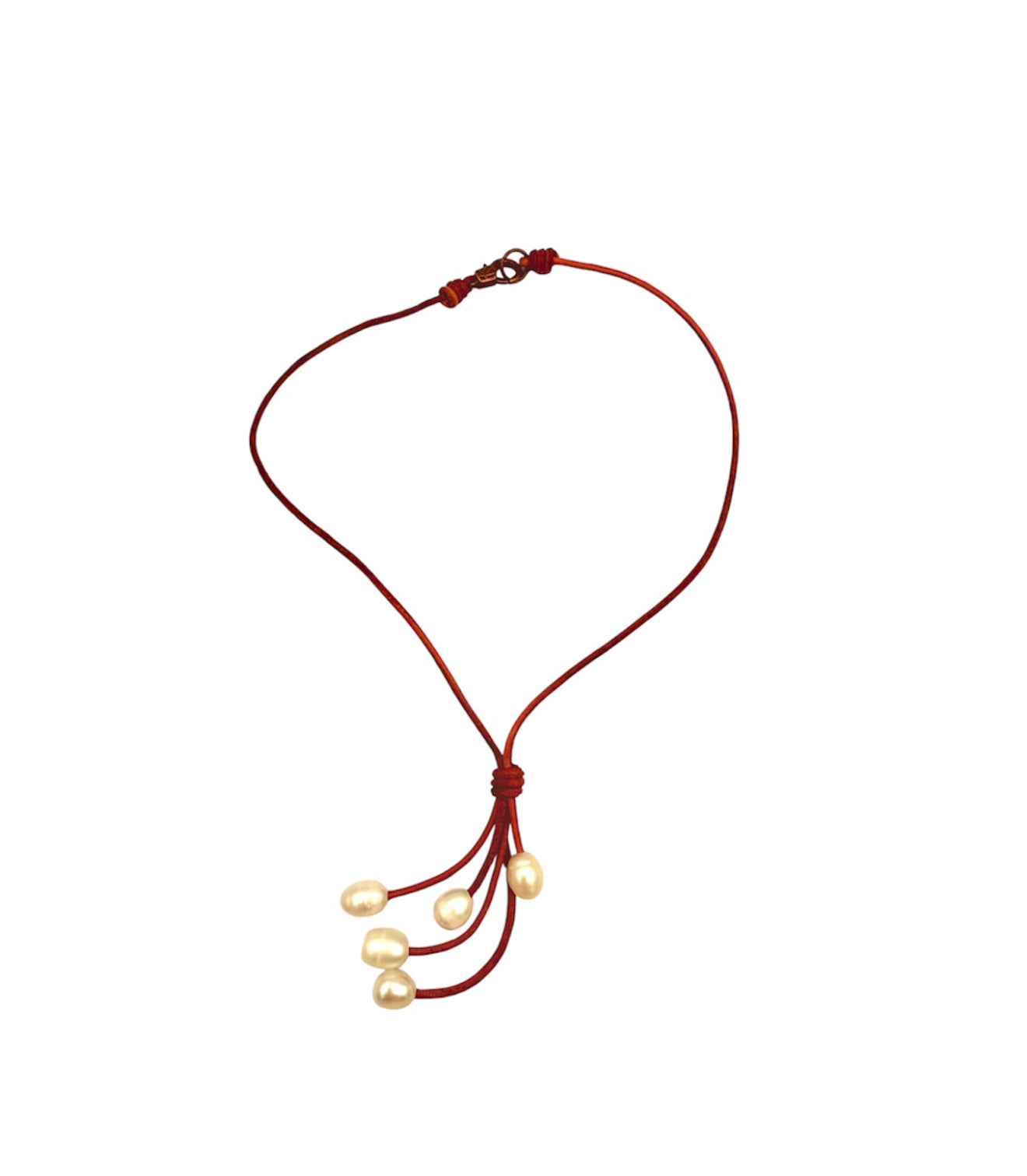 J7071B - 100% Leather Necklace W Freshwater Pearl