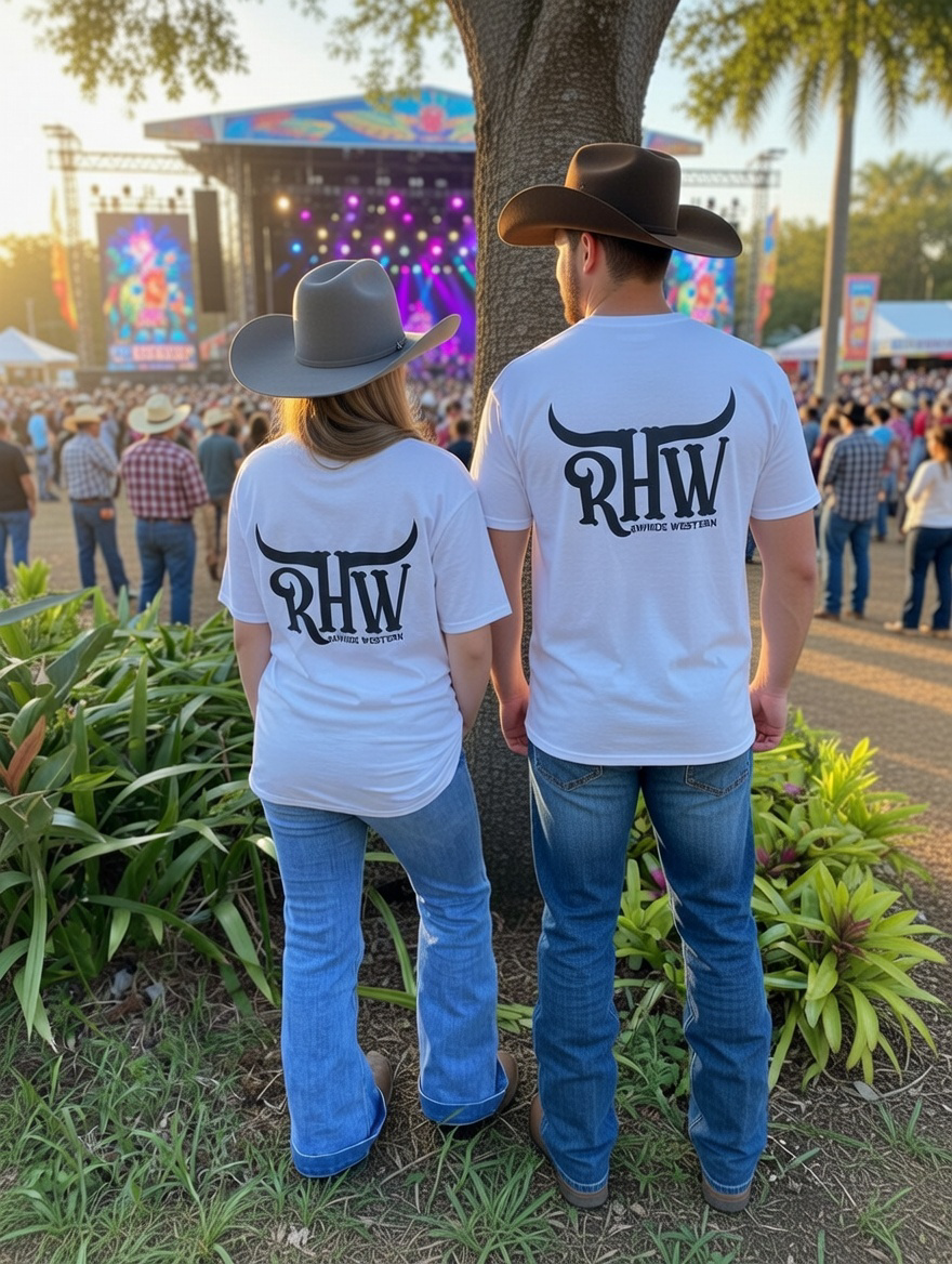 P4190 - White Rawhide Round Neck Unisex Tee - Rawhide Western Wear 