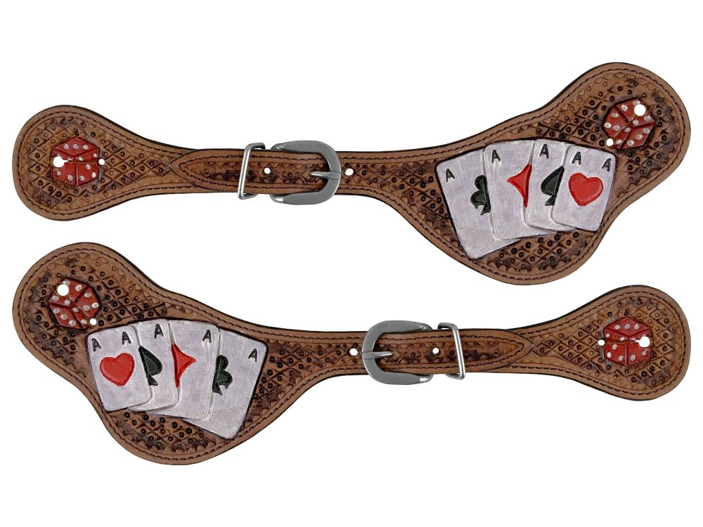 14736-S - Ladies Luck Tooled Leather Spur Straps