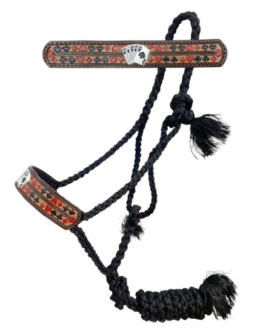 16912 - Woven Black Nylon Mule Tape Halter - 'Royal Flush'