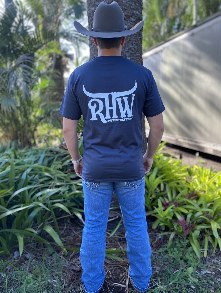 P4191 - Navy Rawhide Round Neck Unisex Tee - Rawhide Western Wear 