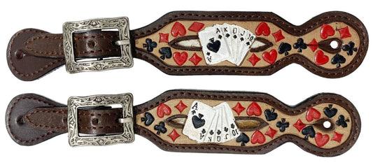 31011 - Ladies 'Royal Flush' Painted Leather Spur Straps