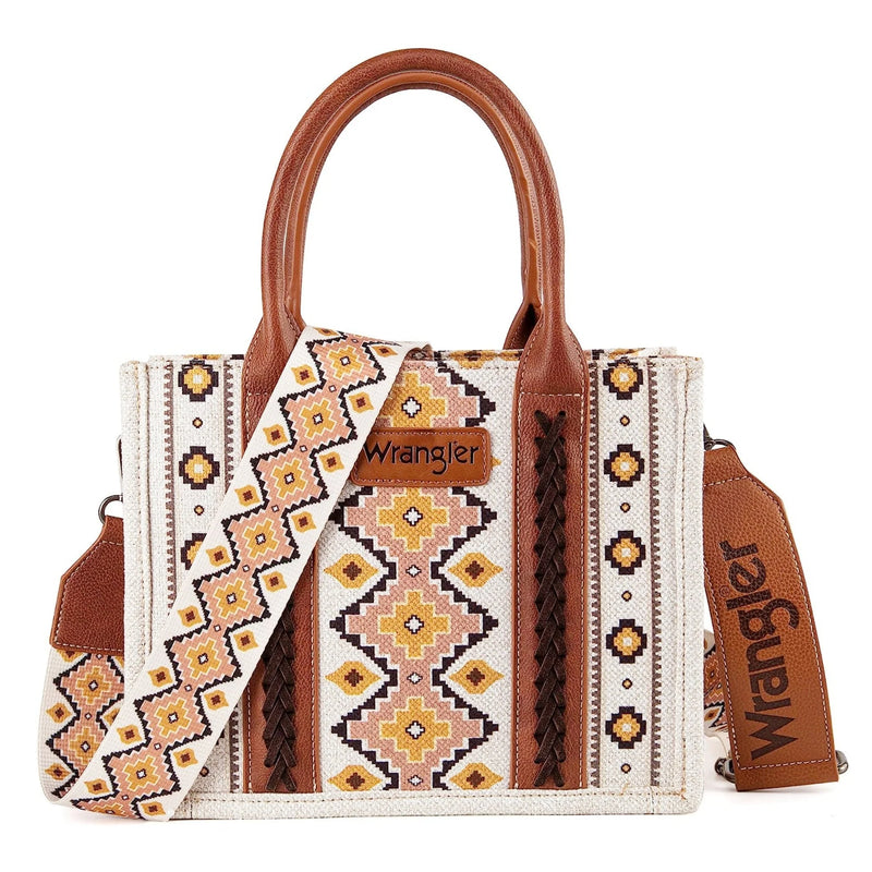 WG22028120S - Wrangler Southwestern Print Small Canvas Tote/Crossbody - Coffee