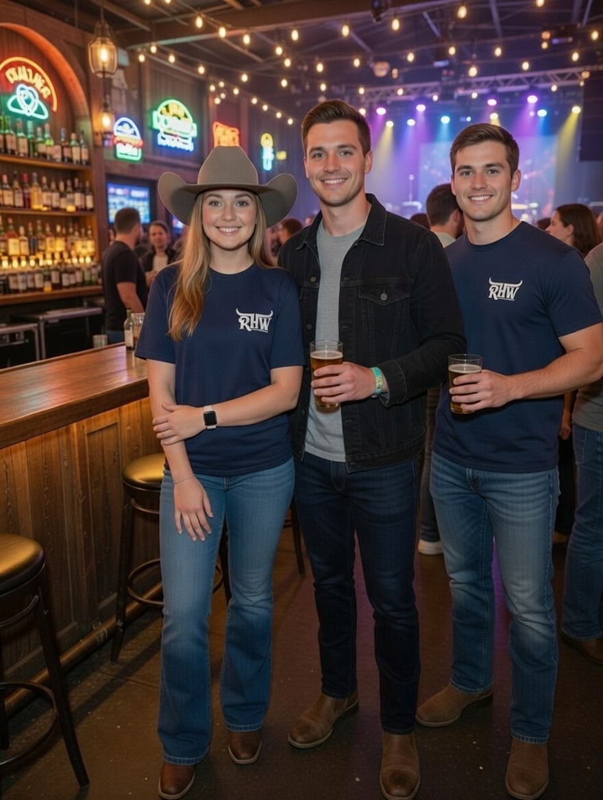 P4191 - Navy Rawhide Round Neck Unisex Tee - Rawhide Western Wear 