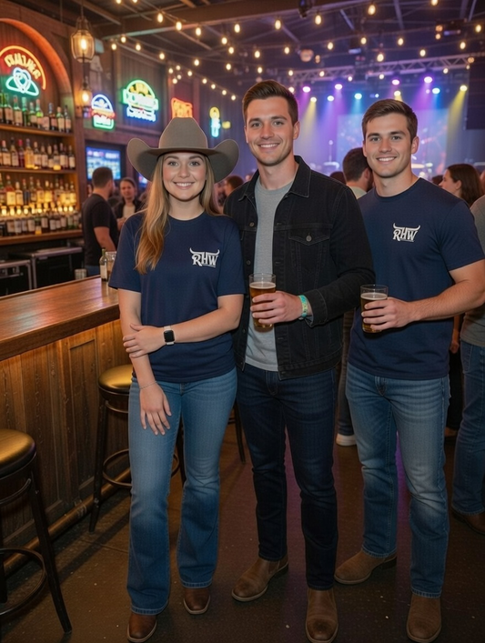 P4191 - Navy Rawhide Round Neck Unisex Tee - Rawhide Western Wear 