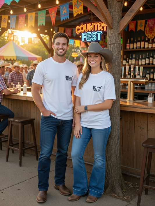 P4190 - White Rawhide Round Neck Unisex Tee - Rawhide Western Wear 