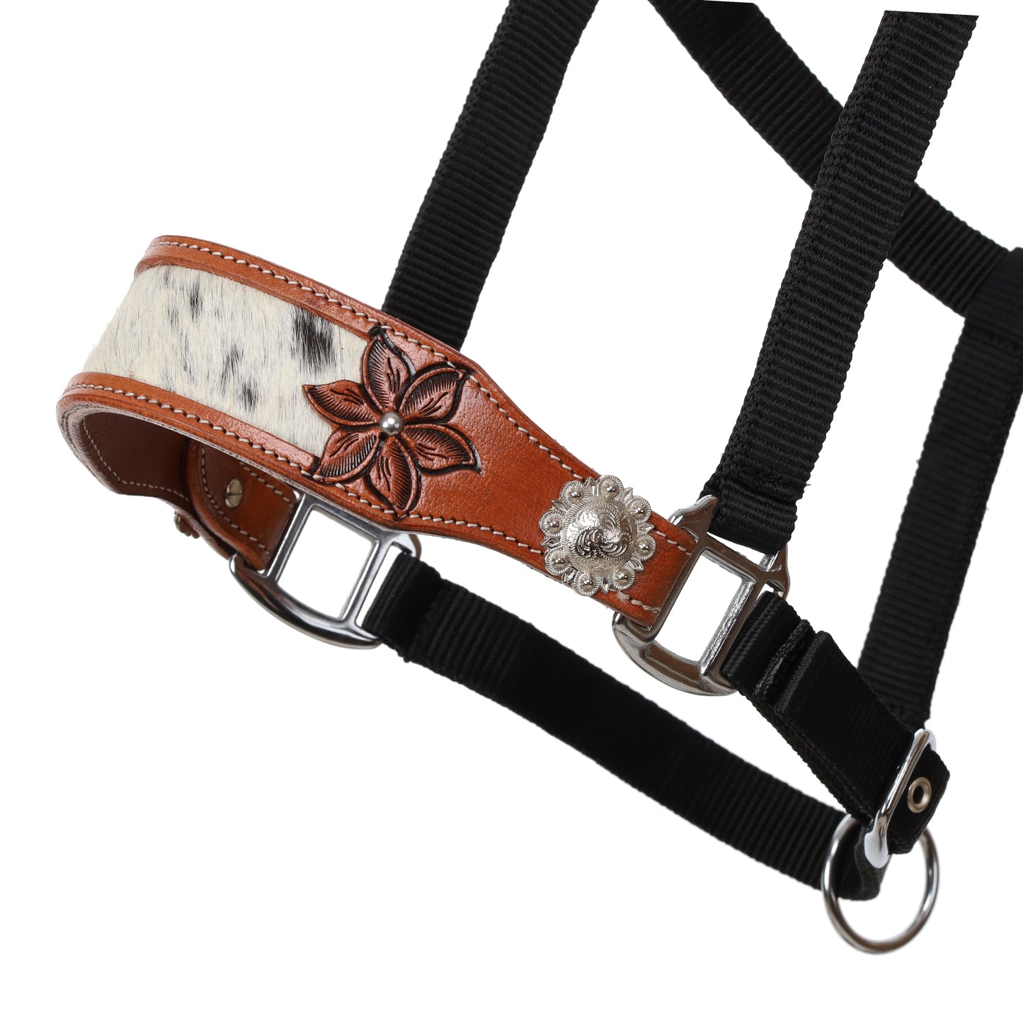 722812  -  Lilly Black 100% Hair on Hide Nylon Bronc Halter