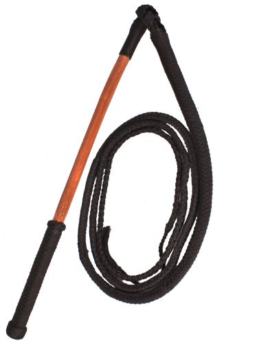94456 - 8ft braided nylon bull whip with wooden handle