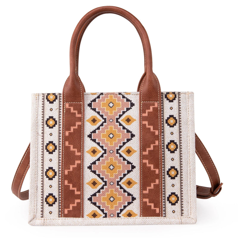 WG22028120S - Wrangler Southwestern Print Small Canvas Tote/Crossbody - Coffee
