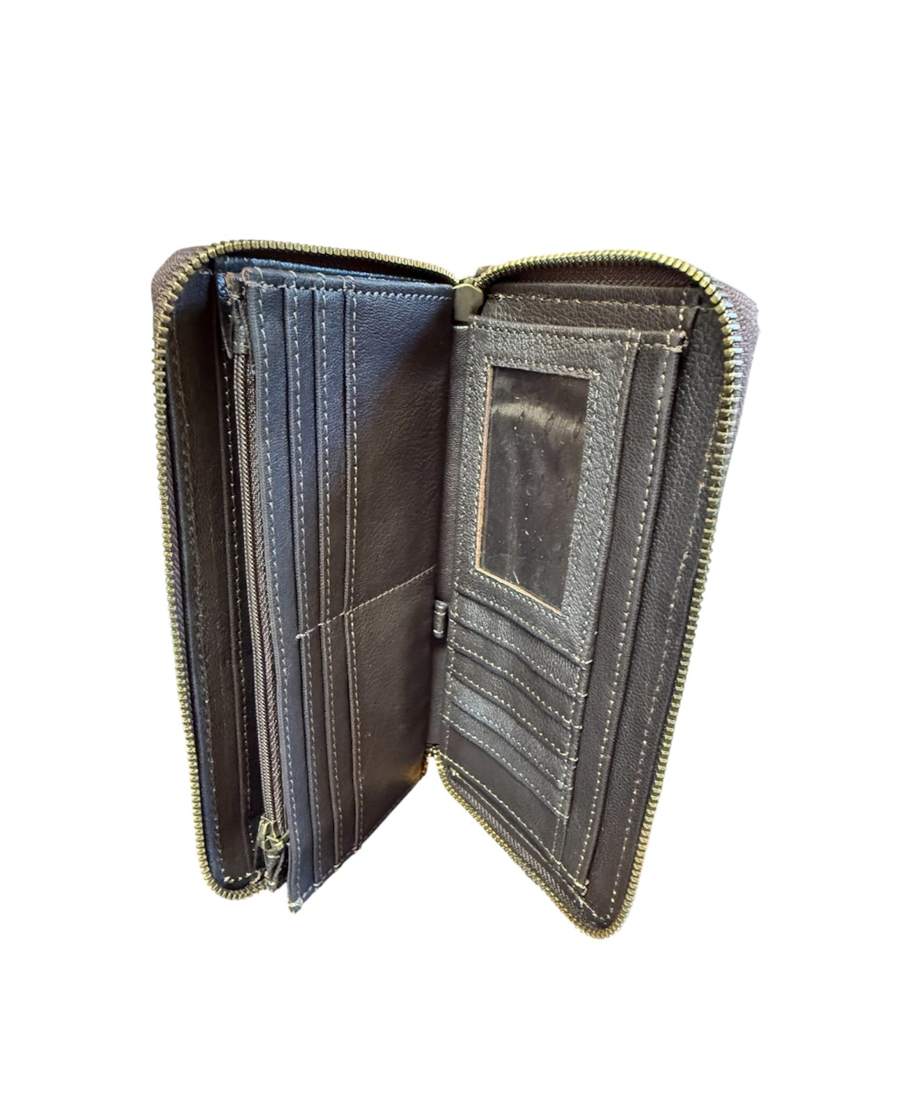 AW21C - Tooling Leather Cowhide Zippered Wallet