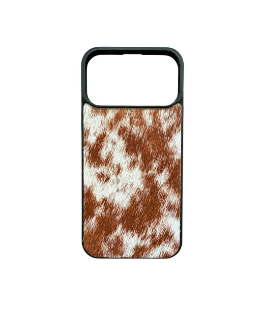 A8968 - IPhone 17 Pro Max Hair on Hide Leather w Rubber Case - Rawhide Western Wear 
