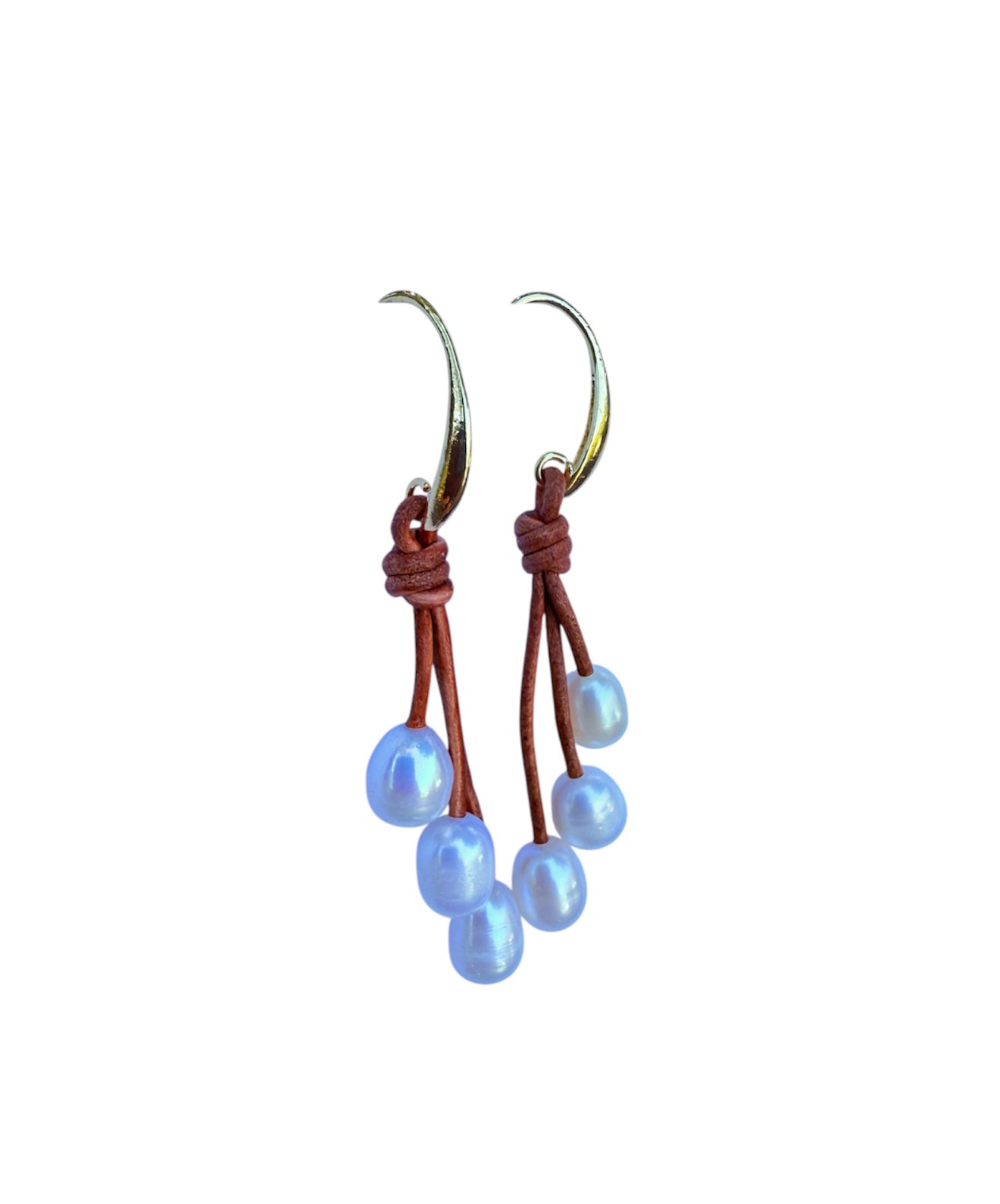 J7067 - Real Pearl & Real Leather Hook Dangle Earring - Rawhide Western Wear 