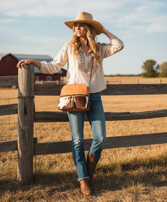 B70069T - Cowhide Leather Bag Crossbody Bag