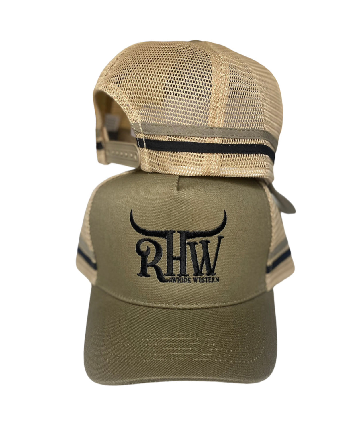 P4153 - RHW Kahiki & Tan Western Trucker Cap - Rawhide Western Wear 
